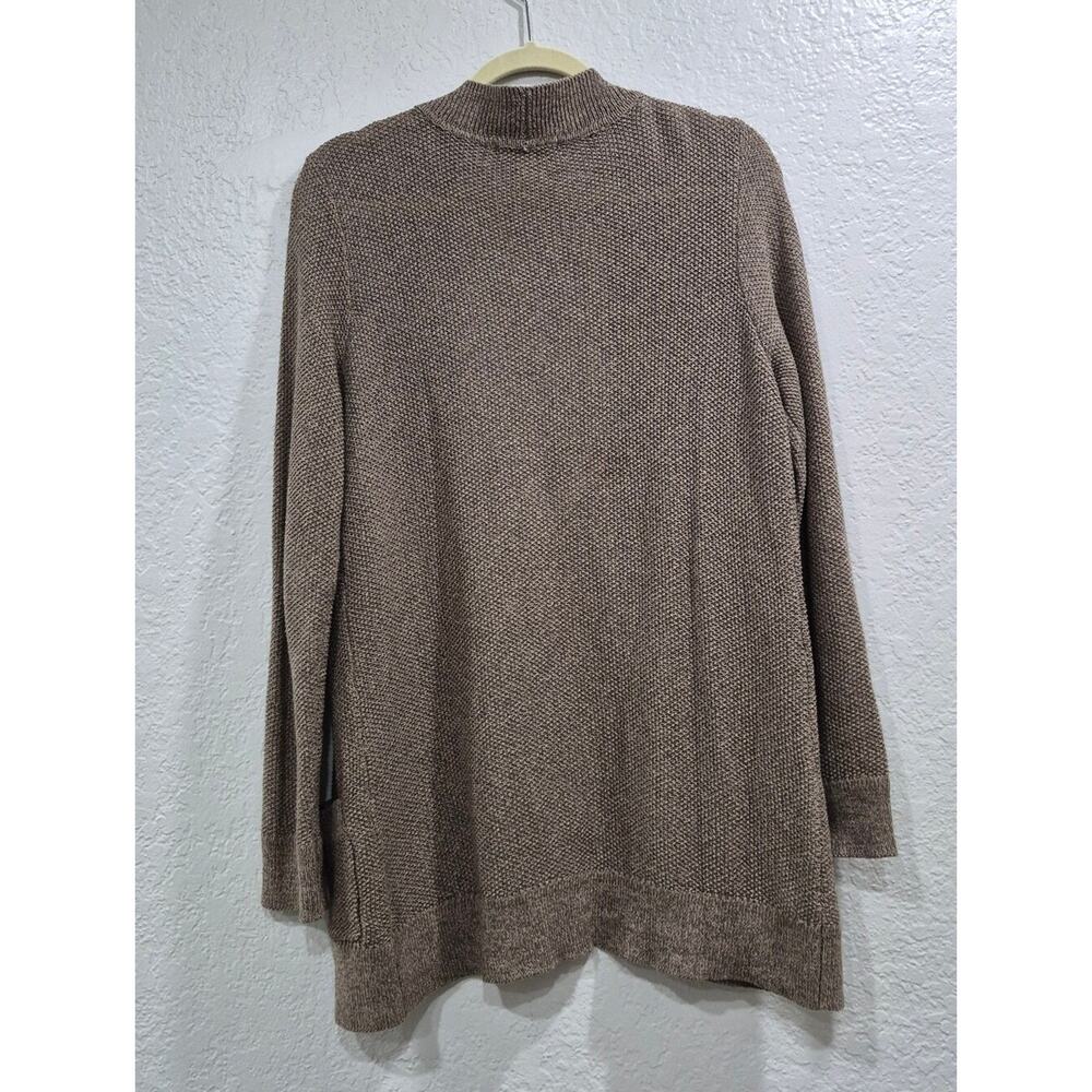 Appleseed's Taupe Linen Blend Open Front Knit Cardigan Sweater with Pockets - S - Picture 3 of 10